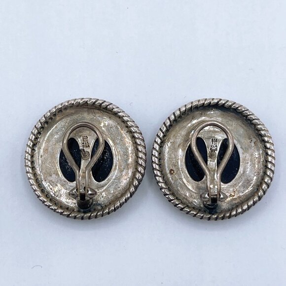 James Avery Rare Find Sterling Silver Black Onyx French Clip Stud Earrings Round - Picture 4 of 7